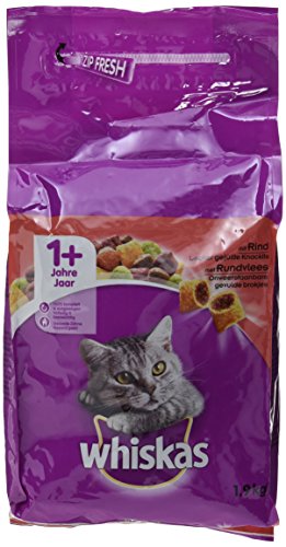 Whiskas 1+ Katzenfutter Rind, 2er Pack (2 x 1.9 kg) von whiskas