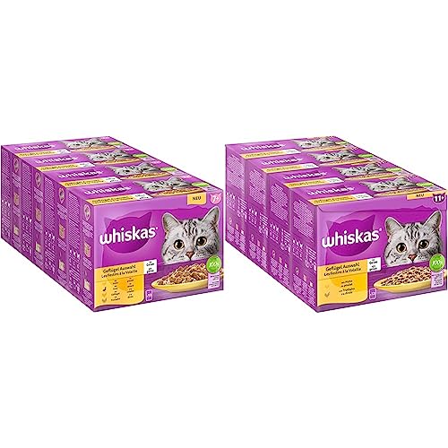 Whiskas 7+ Katzenfutter Geflügel Auswahl in Gelee & Senior 11+ Katzennassfutter Geflügel Auswahl in Gelee von whiskas