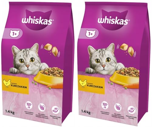 Whiskas Adult 1+ Katzentrockenfutter mit Huhn, 2 Beutel, 2x1,4kg – Hochwertiges Trockenfutter für ausgewachsene Katzen ab 1 Jahr- unterschiedliche Produktverpackungen erhältlich Whiskas Adult 1+ Katzentrockenfutter mit Huhn, 2 Beutel, 2x1,4kg – Hochwertiges Trockenfutter für ausgewachsene Katzen ab 1 Jahr- unterschiedliche Produktverpackungen erhältlich von whiskas
