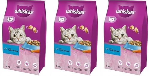 Whiskas Adult 1+ Katzentrockenfutter mit Thunfisch, 3 Beutel, 3x1,4kg – Hochwertiges Trockenfutter für ausgewachsene Katzen ab 1 Jahr- unterschiedliche Produktverpackungen erhältlich von whiskas