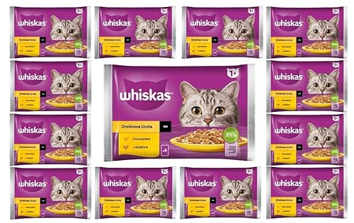 Whiskas Adult 1+ Nassfutter für Katzen in Sauce mit Huhn, Truthahn, 52 Portionsbeutel, 13x4x85g, Hochwertiges Nassfutter für ausgewachsene Katzen von whiskas