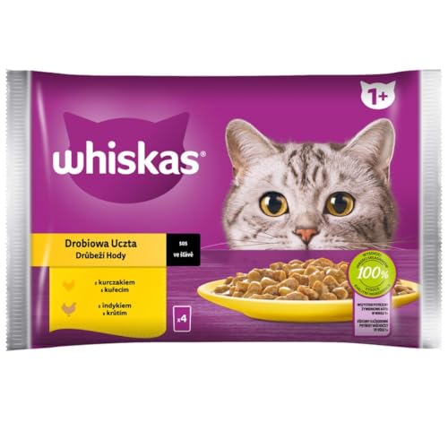 Whiskas Adult 1+ Nassfutter für Katzen in Sauce mit Huhn, Truthahn, 52 Portionsbeutel, 13x4x85g, Hochwertiges Nassfutter für ausgewachsene Katzen Whiskas Adult 1+ Nassfutter für Katzen in Sauce mit Huhn, Truthahn, 52 Portionsbeutel, 13x4x85g, Hochwertiges Nassfutter für ausgewachsene Katzen von whiskas