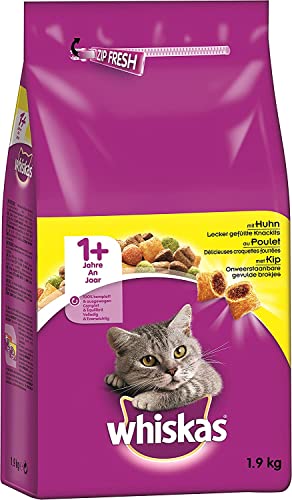 Whiskas Adult 1+ Trockenfutter Huhn, 2x1,9kg - Katzentrockenfutter für erwachsene Katzen - unterschiedliche Produktverpackungen erhältlich Whiskas Adult 1+ Trockenfutter Huhn, 2x1,9kg - Katzentrockenfutter für erwachsene Katzen - unterschiedliche Produktverpackungen erhältlich von whiskas