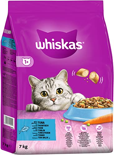 Whiskas Adult 1+ Trockenfutter Thunfisch, 7kg (1 Packung) - Katzentrockenfutter für erwachsene Katzen - unterschiedliche Produktverpackungen erhältlich von whiskas