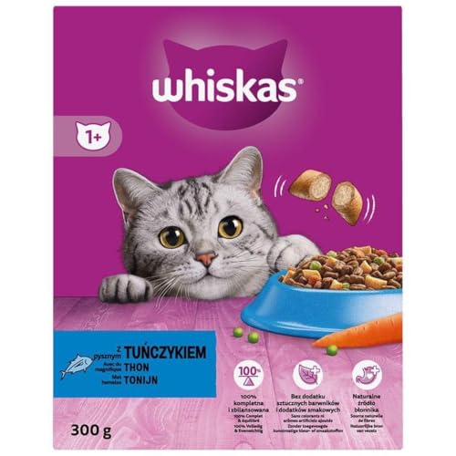 Whiskas Adult 1+ Trockenfutter mit Thunfisch im Karton, 2x300g (2 Packungen) - Katzentrockenfutter für Erwachsene Katzen - unterschiedliche Produktverpackungen erhältlich von whiskas