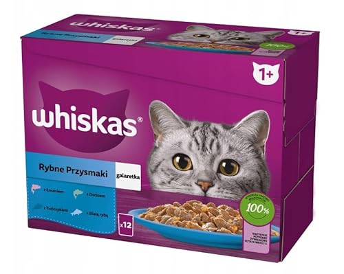 Whiskas Adult Katzenfutter nass Multipack Fisch Auswahl in Gelee 120 Portionsbeuteln (10-er Pack) von whiskas