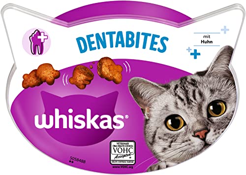 Whiskas Dentabites Zahnpflegesnacks für Katzen mit Huhn, 8x40g (8 Packungen) - unterschiedliche Produktverpackungen erhältlich von whiskas
