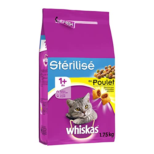 Whiskas Erwachsene 1+ – Trockenfutter für ausgewachsene Katzen – mit Huhn – 6 Beutel à 1,75 kg von whiskas