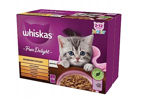 Whiskas Junior Pure Delight Geflügel Ragout in Gelee Katzennassfutter Multipack 4 x12 x 85 g (48 Portionsbeutel) für heranwachsende Katzen von 2 bis 12 Monaten von whiskas