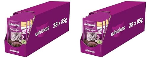Whiskas Junior – komplettes Nassfutter in Gelee für Katzen mit Huhn in Beuteln 2 x (28x85g) von whiskas