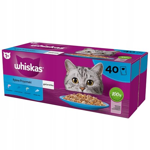 Whiskas Katzenfutter Nassfutter Adult 1+ Fisch-Auswahl in Gelee 40x85g Portionsbeutel Multipack von whiskas