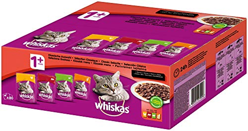 Whiskas Katzenfutter Nassfutter Adult 1+ Klassische Auswahl in Soße 80 x 100g Mega Pack von whiskas