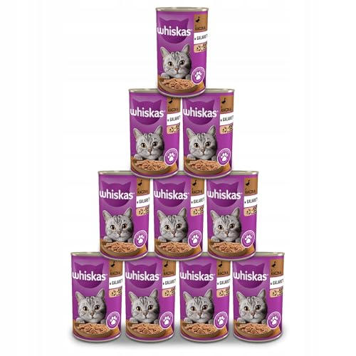 Whiskas Katzenfutter Nassfutter Adult 1+ mit Ente in Gelee, 10 Dosen (10 x 400g) von whiskas