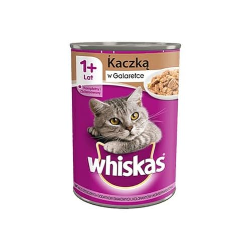 Whiskas Katzenfutter Nassfutter Adult 1+ mit Ente in Gelee, 6 Dosen (6 x 400g) von whiskas