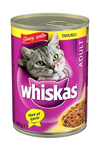 Whiskas Katzenfutter Nassfutter Adult 1+ mit Huhn in in Soße, 12 Dosen (12 x 400g) von whiskas