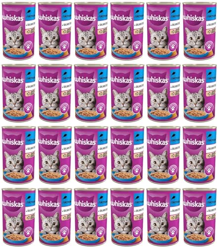 Whiskas Katzenfutter Nassfutter Adult 1+ mit Thunfisch in Gelee, 24 Dosen (24 x 400g) von whiskas