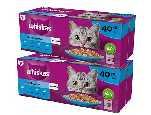 Whiskas Nassfutter für ausgewachsene Katzen Fisch-Auswahl in Gelee 80 Beutel à 85 g (6,8 kg) von whiskas
