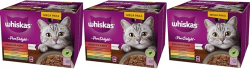 Whiskas Nassfutter für ausgewachsene Katzen Pure Delight Klassisches Ragout in Gelee Portionsbeutel 72 Portionsbeuteln (3 Packungen) von whiskas