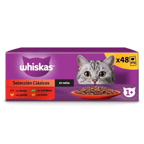 Whiskas Nassfutter für erwachsene Katzen Auswahl Klassisch in Sauce (Multipack 4 x 12 x 85 g) von whiskas