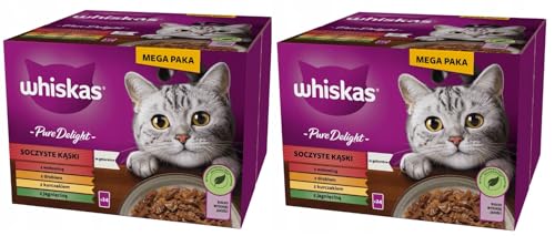 Whiskas Pure Delight Klassisches Ragout in Gelee Portionsbeutel 24x85g (2 Packungen) Hochwertiges Nassfutter für ausgewachsene Katzen in 48 Portionsbeuteln von whiskas