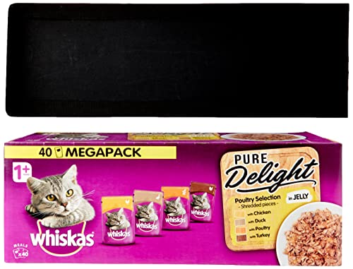 Whiskas Pure Delight Nassfutterbeutel leckere und leckere Geflügelauswahl in Gelee, geeignet für Katzen ab 1 Jahr, 40 x 85 g von whiskas