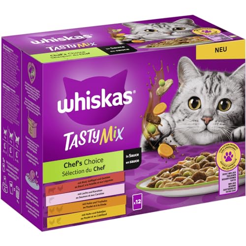 Whiskas Tasty Mix Chef´s Choice Katzenfutter nass in Sauce 120 Portionsbeuteln (5-er Pack) von whiskas