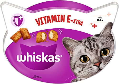 Whiskas Vitamin E-xtra Katzensnack zur Unterstützung der Abwehrkräfte, 8x 50g (8 Packungen) - unterschiedliche Produktverpackungen erhältlich von whiskas