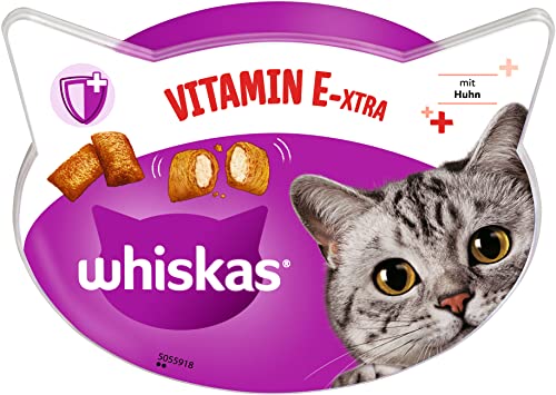 Whiskas Vitamin E-xtra Katzensnack zur Unterstützung der Abwehrkräfte, 8x 50g (8 Packungen) - unterschiedliche Produktverpackungen erhältlich von whiskas
