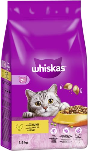 WHISKAS Beutel 7+ mit Huhn 1,9kg Katzenfutter, Trockenfutter von whiskas