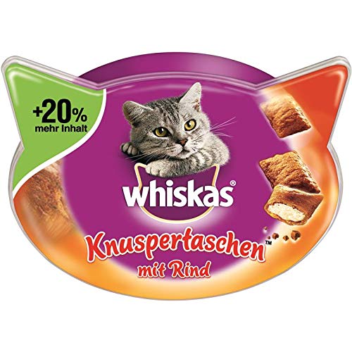 whiskas Knuspertaschen mit Rind | 6X 72g Katzensnack von whiskas