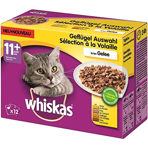 Mars Katze Whiskas Portionsbeutel Multipack 11+ Geflügelauswahl Gelee 12x100g (Menge: 4 je Bestelleinheit) von whiskas