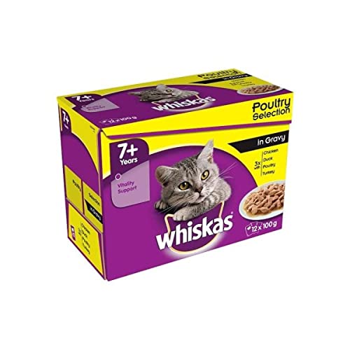 Whiskas Pouch 7+ Selection Gravy Nass Katzenfutter (4 Packungen mit je 12x 100g) (Einheitsgröße) (Geflügel) von whiskas