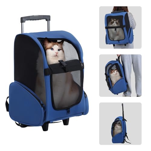 wicoanox Rolling Pet Carrier Pet Travel Backpack Bag with Double Wheels & Telescopic Handle Cat Puppy Dog Carrier, Pet Travel Carrier for Small Medium Cat Dog, Ideal for Hiking or Travel Royal Blue wicoanox Rolling Pet Carrier Pet Travel Backpack Bag with Double Wheels & Telescopic Handle Cat Puppy Dog Carrier, Pet Travel Carrier for Small Medium Cat Dog, Ideal for Hiking or Travel Royal Blue von wicoanox