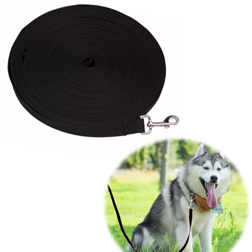 wilcractk Schleppleine Hundeleine 5M, Robuste Lange Trainingsleine mit Reflektierenden, Elementen und Drehbarem Karabiner für Hundeausbildung, Spaziergang & Outdoor-Aktivitäten (Schwarz) von wilcractk