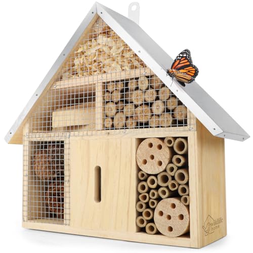 WILDLIFE HOME Insektenhotel - Naturbelassen & Wetterfest, Insektenhaus aus Naturholz für Bienen, Wildbienen, Marienkäfer & Schmetterlinge, Bienenhotel & Nisthilfe zum Aufhängen WILDLIFE HOME Insektenhotel - Naturbelassen & Wetterfest, Insektenhaus aus Naturholz für Bienen, Wildbienen, Marienkäfer & Schmetterlinge, Bienenhotel & Nisthilfe zum Aufhängen von wildlife home