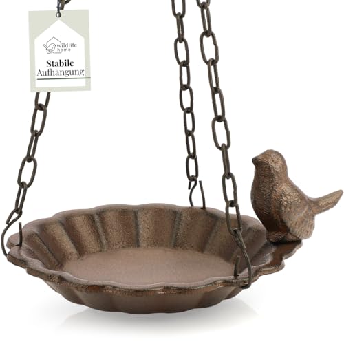 wildlife home Vogeltränke hängend I Vogelfutterspender zum Aufhängen frostsicher aus Gusseisen für Garten & Balkon I Vogelbad, Vogelfutterstation für Vögel, Wildvögel von wildlife home