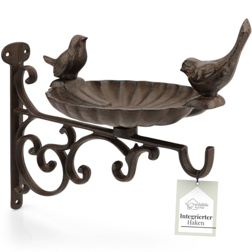 wildlife home Vogeltränke hängend mit Wandhalterung 'Zwei Vögelchen' Garten, Balkon I Vogelbad zum Aufhängen frostsicher aus Gusseisen, Vogelfutterstation für Vögel, Wildvögel wildlife home Vogeltränke hängend mit Wandhalterung 'Zwei Vögelchen' Garten, Balkon I Vogelbad zum Aufhängen frostsicher aus Gusseisen, Vogelfutterstation für Vögel, Wildvögel von wildlife home