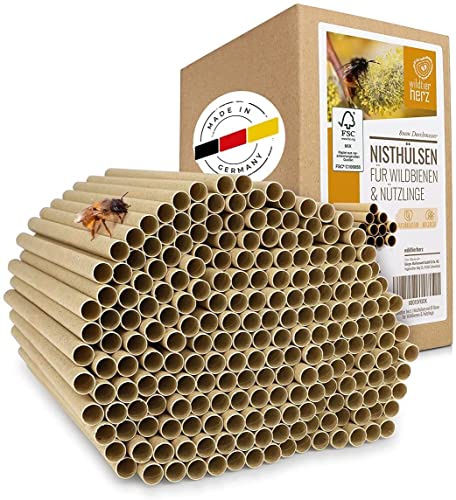 wildtier herz I 200 Insektenhotel Nisthülsen Ø 6 und 8 mm, Längere Lebensdauer als Pappröhrchen aus Papier, Niströhren Füllmaterial Nisthilfe Bienen, Wildbienen von wildtier herz