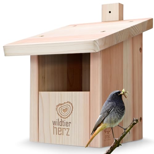 wildtier herz I Vogel Nistkasten Rotkehlchen, Rotschwänzchen aus Massiv-Holz - Verschraubt, Nistkästen für Vögel, Halbhöhle für Gartenrotschwanz, Vogelhaus Wetterfest wildtier herz I Vogel Nistkasten Rotkehlchen, Rotschwänzchen aus Massiv-Holz - Verschraubt, Nistkästen für Vögel, Halbhöhle für Gartenrotschwanz, Vogelhaus Wetterfest von wildtier herz