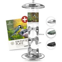 wildtier liebe Futtersäule für Samen, Körner & Kerne 35cm, Silber von wildtier liebe