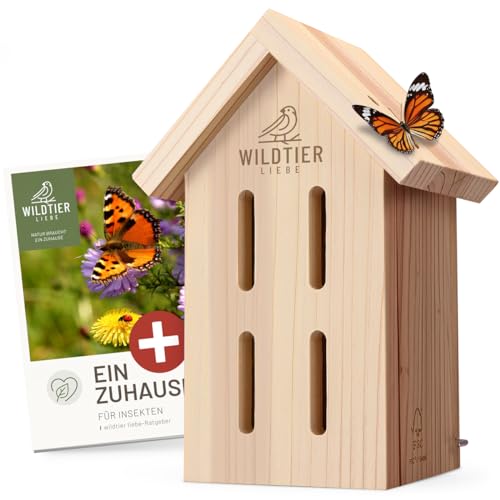 wildtier liebe Schmetterlingshaus - Wetterfest & Unbehandelt aus Massiv-Holz I Insektenhotel Schmetterling I Schmetterlinge züchten für den Garten, Balkon von wildtier liebe