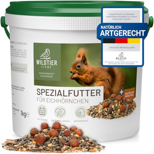 wildtier liebe Eichhörnchenfutter 1kg für Eichhörnchen & Streifenhörnchen I Ganzjahres-Futter Eichhörnchen, Streifenhörnchen Futter von wildtier liebe