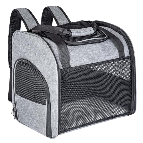 Haustier Handtasche und Rucksack, Transporttasche für Katzen, Hunderucksacks, Haustiertrage mit belüftetem Design, Faltbarer Haustiertrage-Rucksack für Hunde und Katzen von winbarry