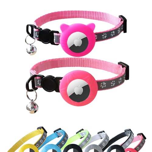 Windhunt Katzenhalsband mit Glöckchen, Kätzchenhalsband mit Apple-Airtag-Halterung für Katzen, verstellbares, reflektierendes Katzenhalsband mit Sicherheitsschnalle für Mädchen, Jungen, Katzen, Rosa, Windhunt Katzenhalsband mit Glöckchen, Kätzchenhalsband mit Apple-Airtag-Halterung für Katzen, verstellbares, reflektierendes Katzenhalsband mit Sicherheitsschnalle für Mädchen, Jungen, Katzen, Rosa, von windhunt