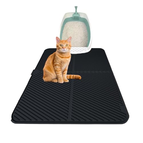 Windhunt Silikon-Katzentoilettenmatte, wasserdichte Katzentoilettenmatte zum Auffangen von Streu, leicht zu reinigen, rutschfeste Katzentoilettenfangmatte, Katzenbedarf, Schwarz, 61 x 38,1 cm Windhunt Silikon-Katzentoilettenmatte, wasserdichte Katzentoilettenmatte zum Auffangen von Streu, leicht zu reinigen, rutschfeste Katzentoilettenfangmatte, Katzenbedarf, Schwarz, 61 x 38,1 cm von windhunt