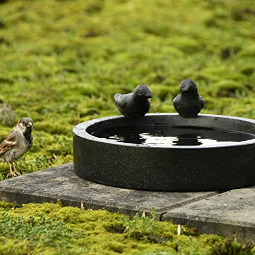 windschief-living Zauberhaftes Vogelbad, Vogeltränke aus TERRAZZO rund, scwarz von windschief-living