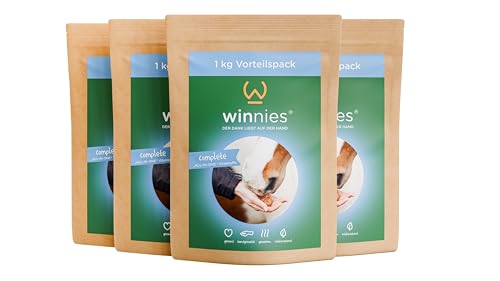 winnies Complete Nahrungsergänzung Pferde-Kekse - All-in-One-Futter: Mineralien, Spurenelemente, Vitamin-Komplex hochdosiert – All-in-One Vitalstoffe Zink Selen Pferde Ergänzungsfutter – 4x1 kg Set von winnies