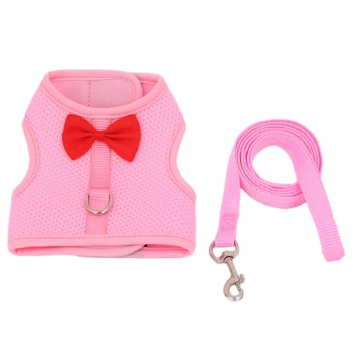 Durable Pet Harness Leash 1 Set with Bow Decoration for Small Pets Rabbit Traction Outdoor Walking Pink L von wirlsweal