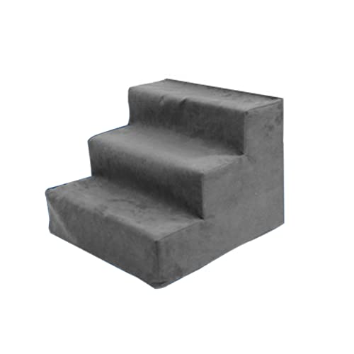 wirlsweal Hundetreppe für kleine Hunde, 3 Stufen, atmungsaktiv, rutschfest, Haustiertreppe für Hochbetten, Hundestufen, damit Hunde auf Bett, Couch, Sofa steigen können Grau von wirlsweal