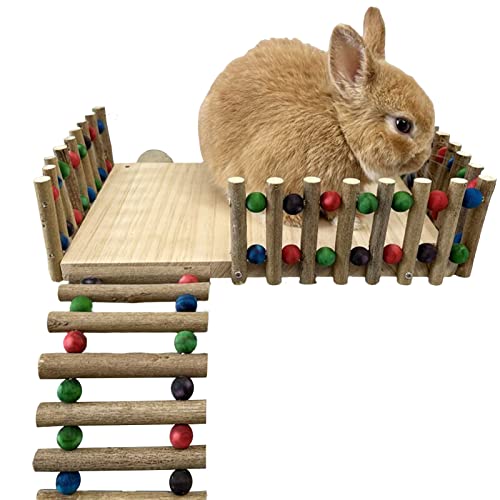 wirlsweal Kaninchenspielzeug Beiß-Übungstraining, zwei Schichten, Kleintier-Ständer, Leiter, Spielzeug, Hamster-Spielzeug, M von wirlsweal